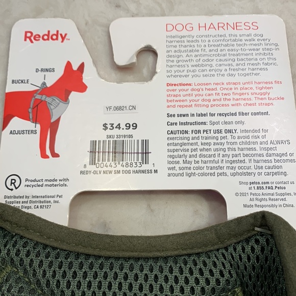NWT Reddy Small Dog Harness Army Green Sz Small & Medium *BENEFITS ANIMALS* - Picture 4 of 7